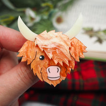 Load image into Gallery viewer, Highland Cow Acrylic Brooch