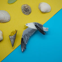 Load image into Gallery viewer, Seagull Brooch with Chips Pin Badge