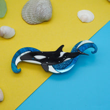 Load image into Gallery viewer, Orca Whale Brooch