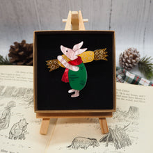 Load image into Gallery viewer, Piglet with a Christmas Cracker Brooch