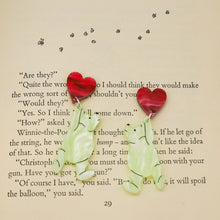 Load image into Gallery viewer, Winnie the Pooh Earrings - Marble Red Hearts