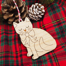 Load image into Gallery viewer, Jolly Kitty Wooden Tree Decoration
