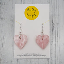 Load image into Gallery viewer, Heart Dangle Earrings - Pink Marble