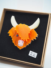 Load image into Gallery viewer, Item 24 - Imperfect Highland Cow Acrylic Brooch