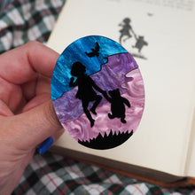 Load image into Gallery viewer, Christopher Robin and Winnie the Pooh into the Sunset Brooch