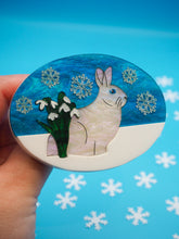 Load image into Gallery viewer, Winter Rabbit Acrylic Brooch
