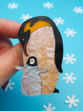 Load image into Gallery viewer, Emperor Penguin & Chick Acrylic Brooch