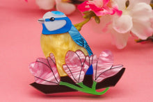 Load image into Gallery viewer, Blue Tit & Magnolia Brooch