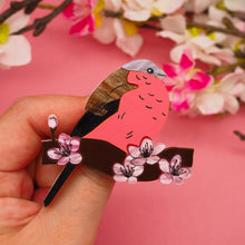 Load image into Gallery viewer, Bullfinch & Cherry Blossom Brooch