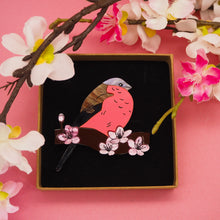 Load image into Gallery viewer, Bullfinch & Cherry Blossom Brooch