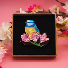 Load image into Gallery viewer, Blue Tit & Magnolia Brooch