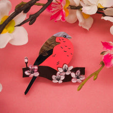 Load image into Gallery viewer, Bullfinch & Cherry Blossom Brooch
