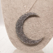 Load image into Gallery viewer, Silver Glitter Crescent Moon Pendant