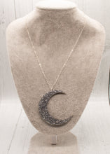 Load image into Gallery viewer, Silver Glitter Crescent Moon Pendant