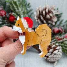 Load image into Gallery viewer, Santa Paws, Shiba Inu Acrylic Brooch