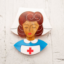 Load image into Gallery viewer, Brown Hair Nurse Grace Brooch