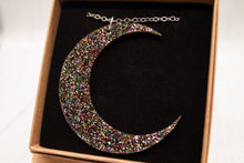 Load image into Gallery viewer, Rainbow Glitter Crescent Moon Pendant