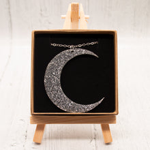 Load image into Gallery viewer, Silver Glitter Crescent Moon Pendant