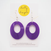 Load image into Gallery viewer, Oval Dangle Earrings, Purple Marble Acrylic