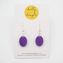 Load image into Gallery viewer, Small Oval Dangle Earrings, Purple Marble Acrylic