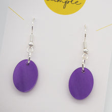 Load image into Gallery viewer, Small Oval Dangle Earrings, Purple Marble Acrylic
