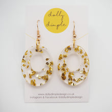 Load image into Gallery viewer, Oval Dangle Earrings, Gold Fleck Acrylic