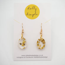 Load image into Gallery viewer, Small Oval Dangle Earrings, Gold Fleck Acrylic