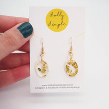 Load image into Gallery viewer, Small Oval Dangle Earrings, Gold Fleck Acrylic