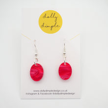 Load image into Gallery viewer, Small Oval Dangle Earrings, Hot Pink Marble Acrylic