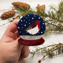 Load image into Gallery viewer, Robin Snowglobe Acrylic Brooch