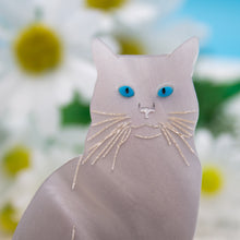 Load image into Gallery viewer, Cat Brooch, White Marble