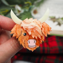 Load image into Gallery viewer, Highland Cow Acrylic Brooch
