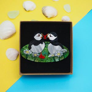 Puffins Brooch