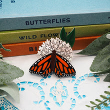 Load image into Gallery viewer, Monarch Butterfly on a Milkweed Plant Acrylic Brooch
