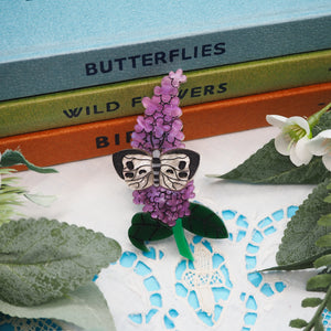 Butterfly on a Buddleia Bush Acrylic Brooch