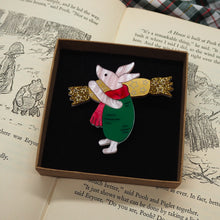 Load image into Gallery viewer, Piglet with a Christmas Cracker Brooch
