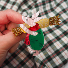 Load image into Gallery viewer, Piglet with a Christmas Cracker Brooch
