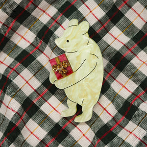 Winnie the Pooh with a Gift Brooch