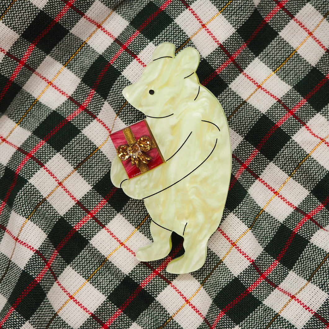 Winnie the Pooh with a Gift Brooch