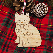 Load image into Gallery viewer, Jolly Kitty Wooden Tree Decoration
