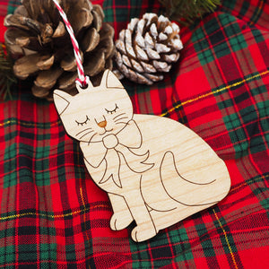 Jolly Kitty Wooden Tree Decoration