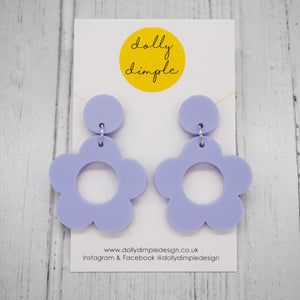 Retro Daisy Dangle Earrings- Lilac Matte Finish