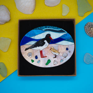 Oystercatchers Acrylic Brooch