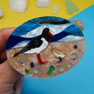 Oystercatchers Acrylic Brooch