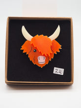 Load image into Gallery viewer, Item 24 - Imperfect Highland Cow Acrylic Brooch
