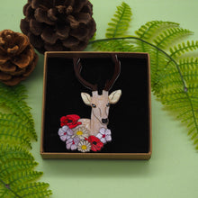 Load image into Gallery viewer, Deer Among Wildflowers Acrylic Brooch
