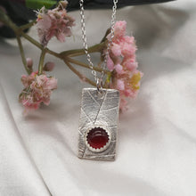 Load image into Gallery viewer, Leaf Print and Carnelian Gemstone Silver Pendant

