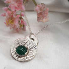 Load image into Gallery viewer, Leaf Print Green Agate Gemstone Silver Pendant
