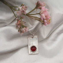 Load image into Gallery viewer, Leaf Print and Carnelian Gemstone Silver Pendant
