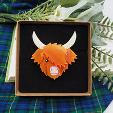 Load image into Gallery viewer, Highland Cow Acrylic Brooch
